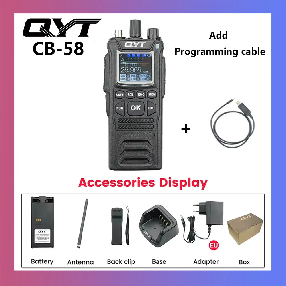 Original CB Radio QYT CB-58  26.965-27.405MHz FM AM Mode Citizen Band Radio 27MHz Handheld Walkie Talkie With 4100mAh CB Radio