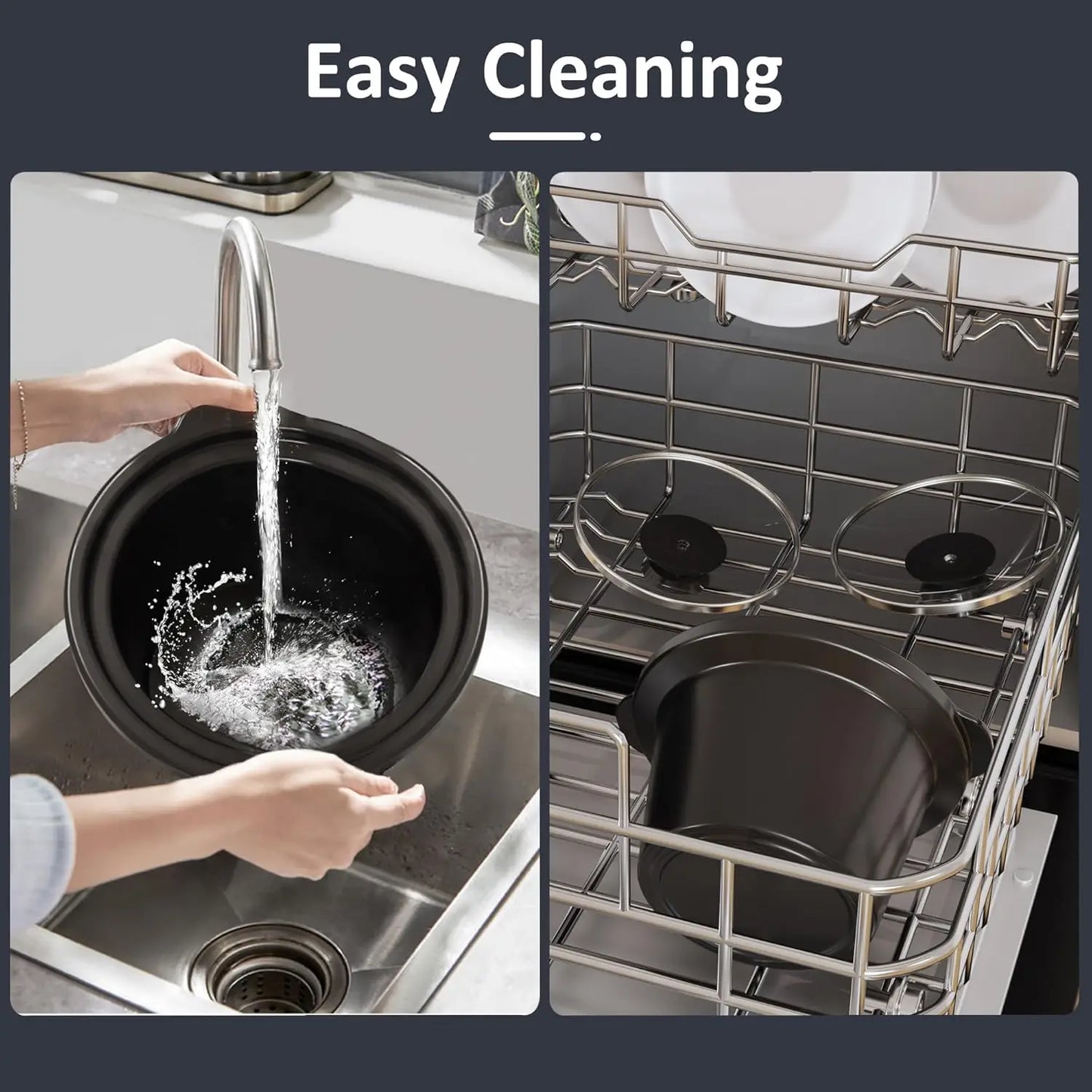 Triple-Layer Ceramic 4.5 Qt Portable Slow Cooker & Multi-Cooker Dishwasher Safe for Kitchen & Buffet Use