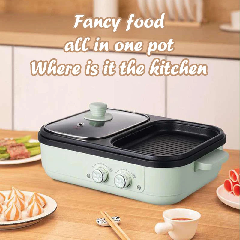 Compact electric hot pot with multiple cooking functions - suitable for home kitchens