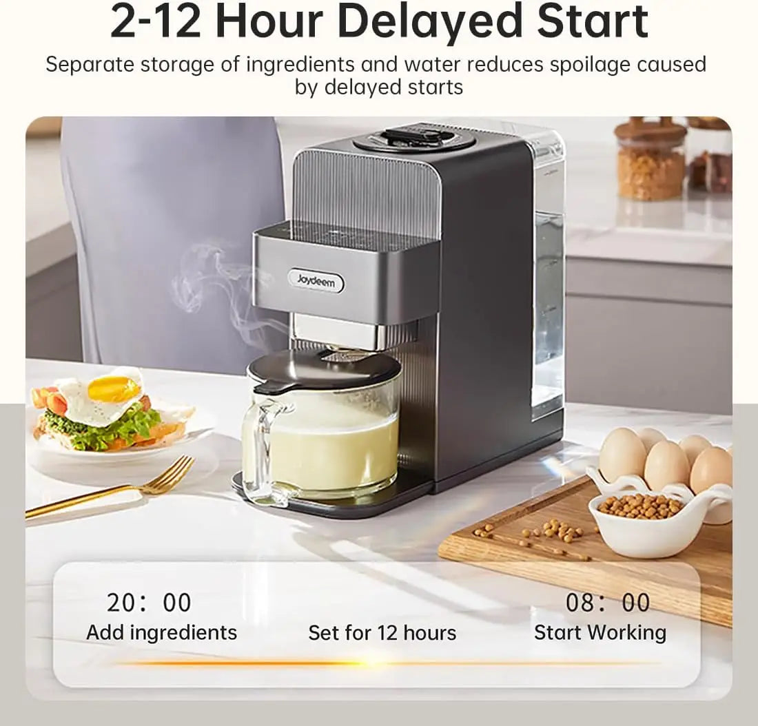Joydeem Automatic Soymilk Maker Machine, Hot Cooking Blender for Soymilk, Nutmilk, Paste, Baby Food and Juice, 300-600ml Adjusta