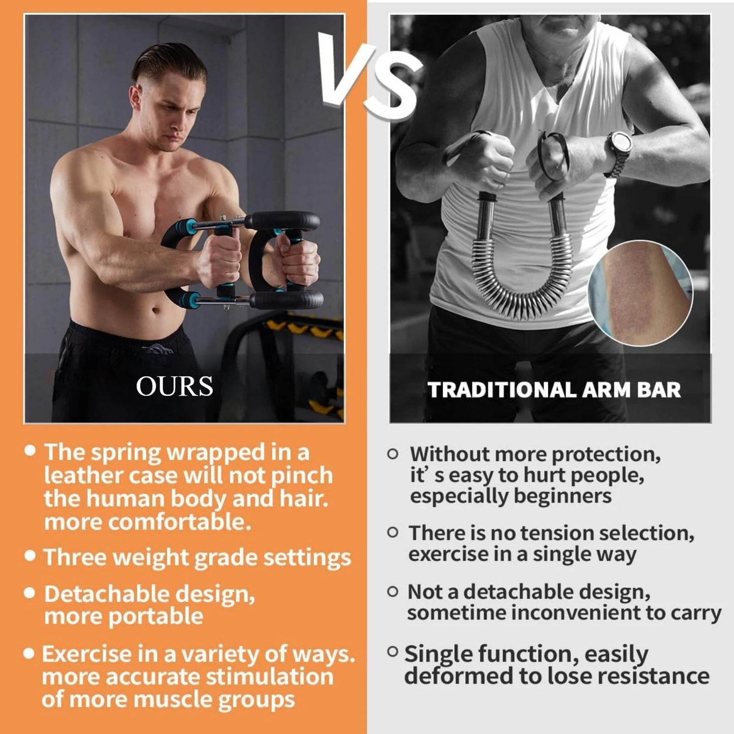 Twister Arm Exerciser,Adjustable Spring Workout Bar, Forearm Triceps Chest Enhanced Exercise Strengthener