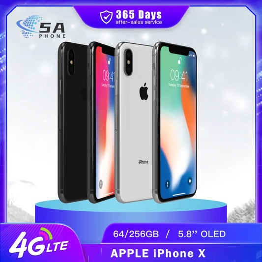 Original iPhone X 4G LTE CellPhone Unlocked 64GB/256GB ROM 5.8" A11 Bionic Chip Hexa Core FACE ID iphone x Mobile Cell Phone