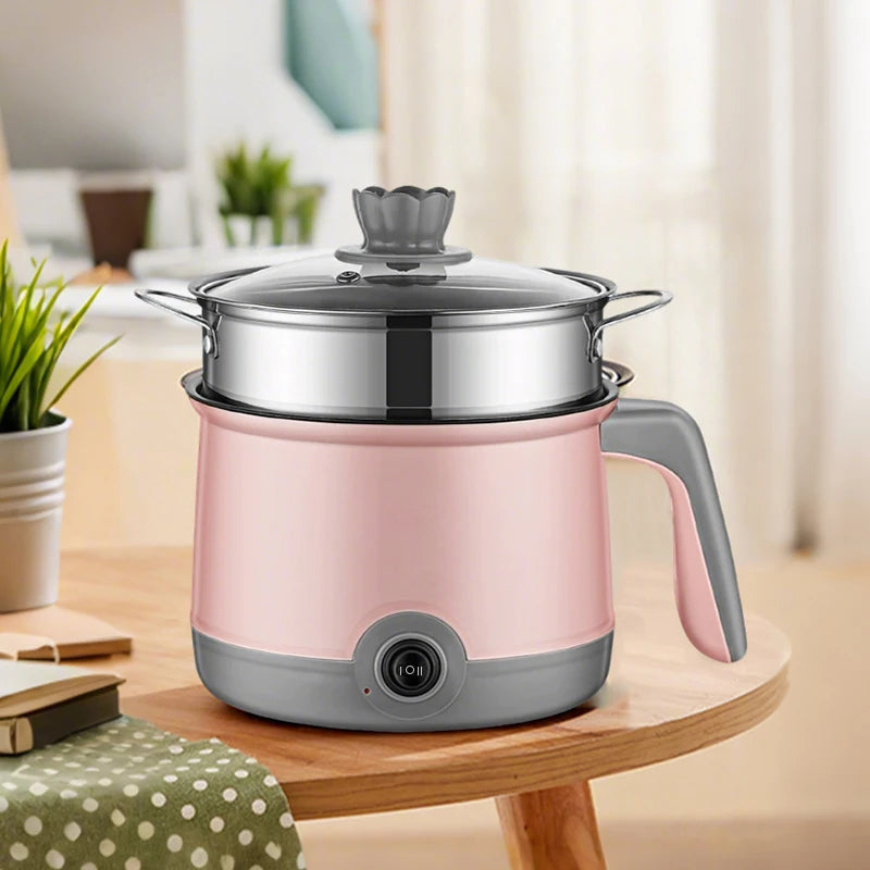 Multifunctional Compact Mini Kitchen Cooker for 2 People with Single/Double Layer Non-stick Pan - Efficient Noodle and Food Stea