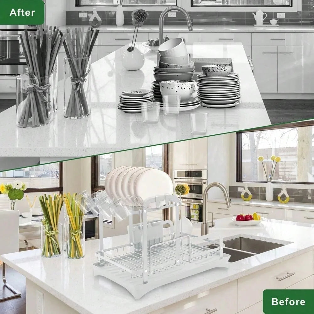 Rack Utensil Drainer Dryer Kitchen Dish Cup Drying Tray Cutlery Holder Organizer