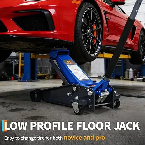 3 Ton Low Profile Hydraulic Racing Floor Jack with Dual Piston Quick Lift Pump Heavy Duty Steel Lifting Range for Car SUV Truck