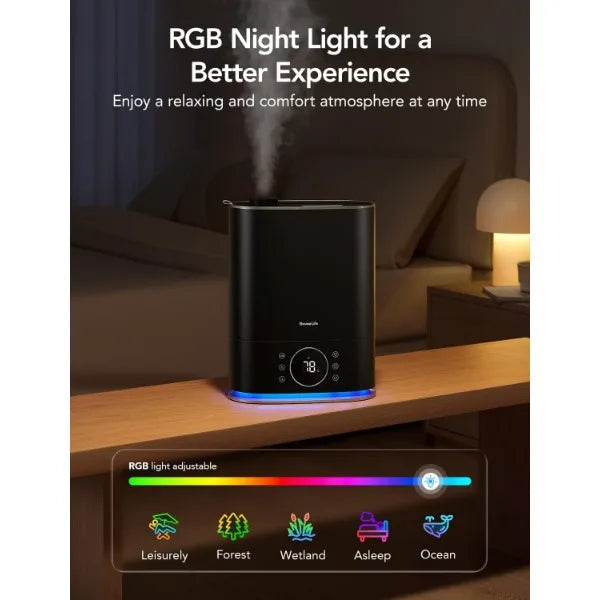 GoveeLife Smart Humidifiers for Bedroom, Cool&Warm Mist 7L Humidifier for Large Room, Auto Mode, Easy Top Fill