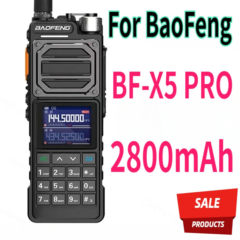 For BaoFeng BF-X5 PRO Walkie Talkie Long Range Ham Radio 4-Band Copy Frequency 15W High Powerful Portable USB-C  Way Radios