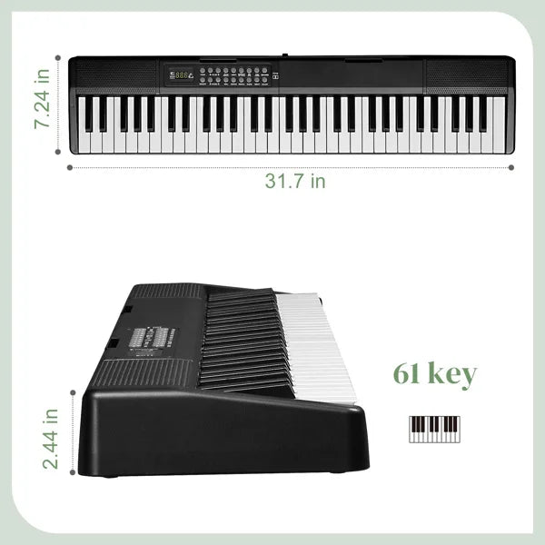 61 Key Folding Keyboard Piano Bluetooth & MIDI Portable Electronic Digital Foldable Piano Rechargeable for Beginners