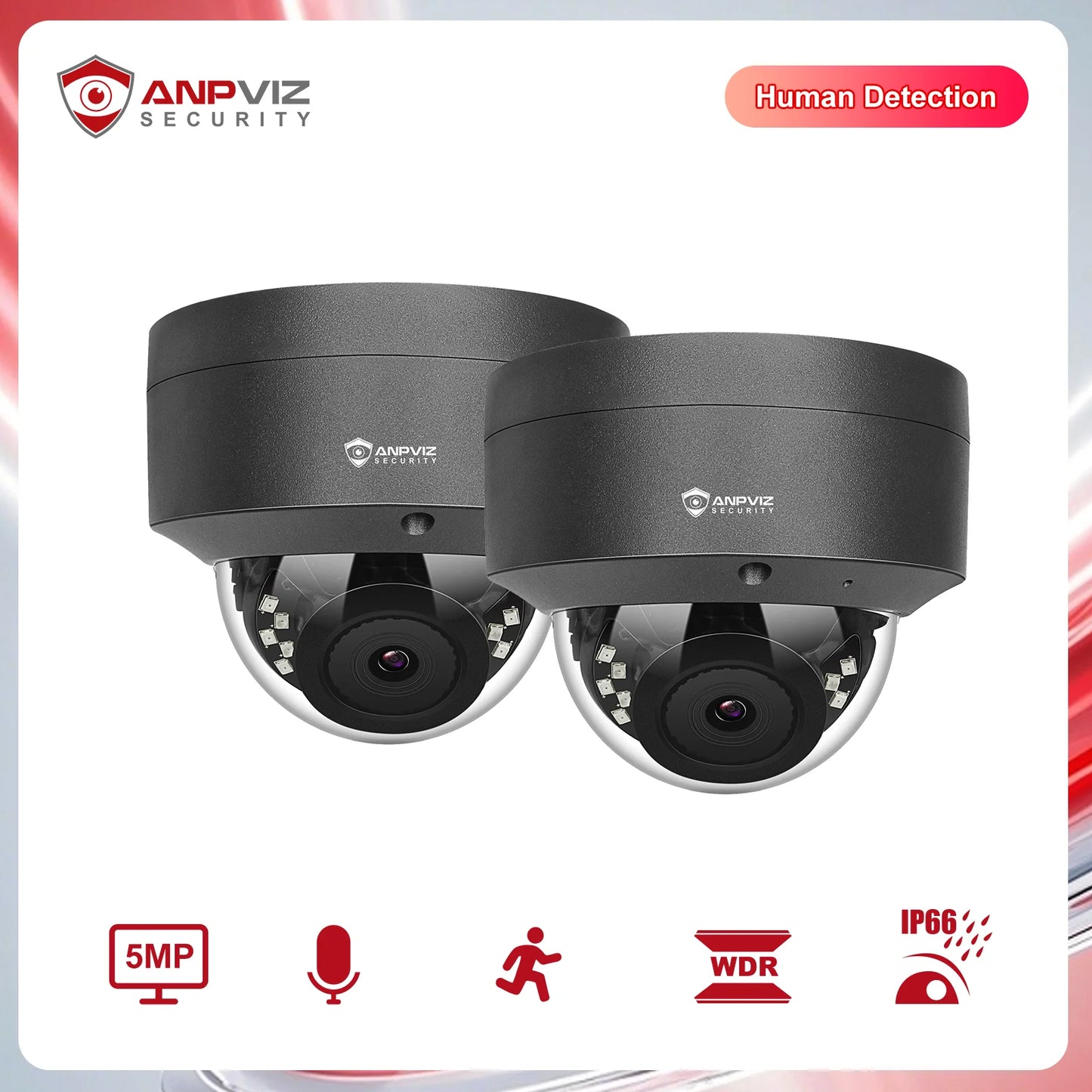 Anpviz 5MP POE IP Dome Camera Outdoor Security Protection Built-in Microphone IP66 IR 30m CCTV Video Camera H.265 VideoLink APP