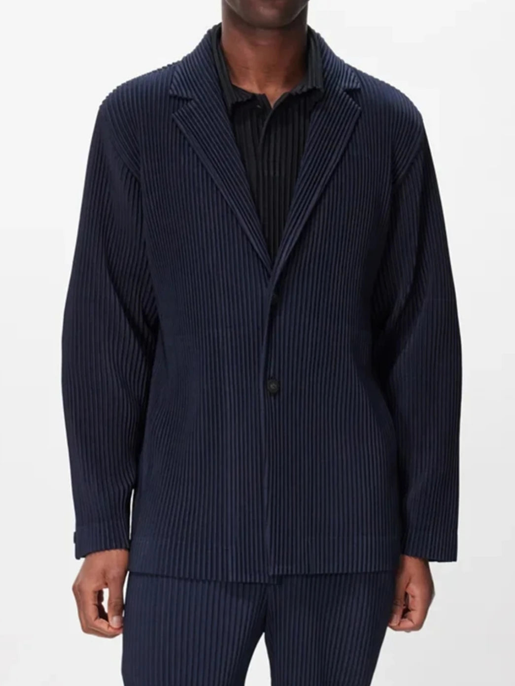 Miyake Pleated Blazers Business Casual Lined Blazer Top Fashion Suit Slim Fit Coat High Quality Jacket