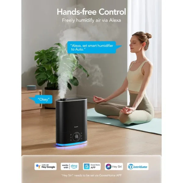 GoveeLife Smart Humidifiers for Bedroom, Cool&Warm Mist 7L Humidifier for Large Room, Auto Mode, Easy Top Fill
