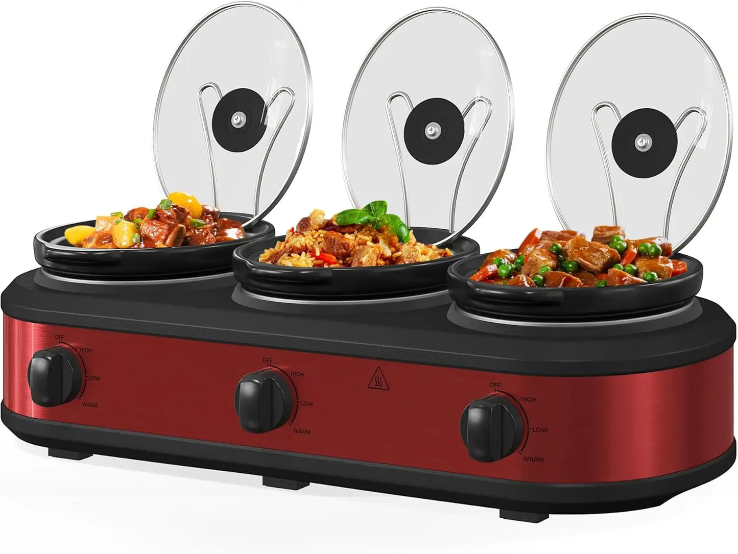 Triple-Layer Ceramic 4.5 Qt Portable Slow Cooker & Multi-Cooker Dishwasher Safe for Kitchen & Buffet Use