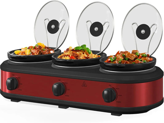 Triple-Layer Ceramic 4.5 Qt Portable Slow Cooker & Multi-Cooker Dishwasher Safe for Kitchen & Buffet Use