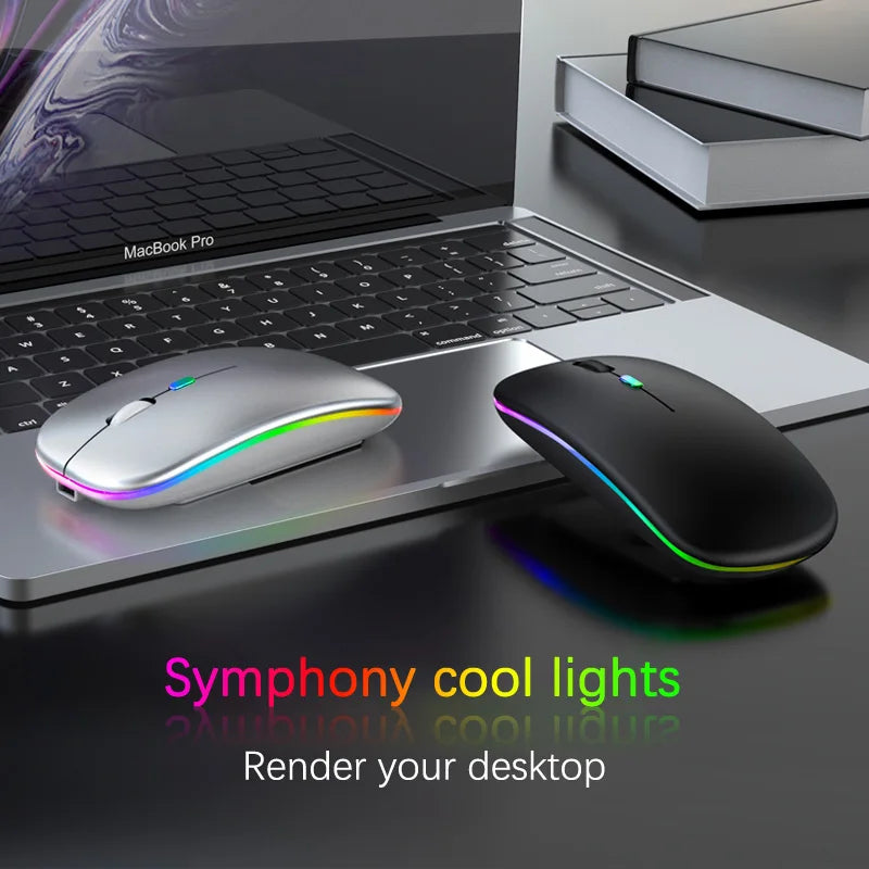 Bluetooth Rechargeable Wireless Mouse USB 2.4GHz RGB Single-mode Mouse Suitable for Laptops Tablets Macbooks Gaming Mice