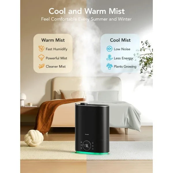 GoveeLife Smart Humidifiers for Bedroom, Cool&Warm Mist 7L Humidifier for Large Room, Auto Mode, Easy Top Fill