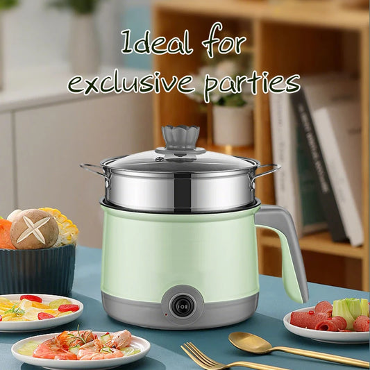Multifunctional Compact Mini Kitchen Cooker for 2 People with Single/Double Layer Non-stick Pan - Efficient Noodle and Food Stea
