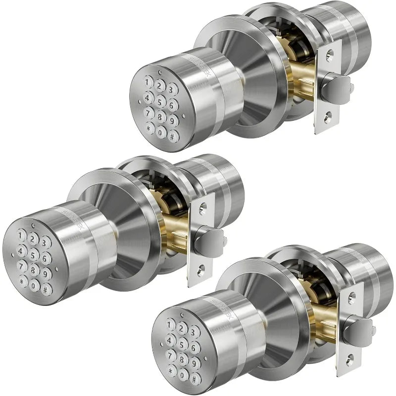 Keyless Digital Electronic Entry Security Safety Door Lock Locker (Satin Nickel 3 Pack)