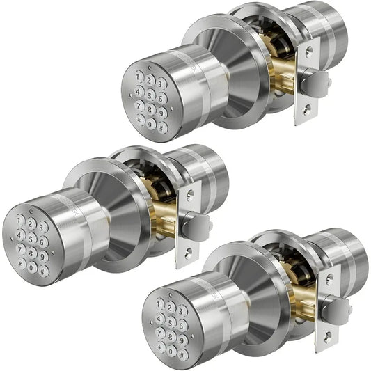 Keyless Digital Electronic Entry Security Safety Door Lock Locker (Satin Nickel 3 Pack)