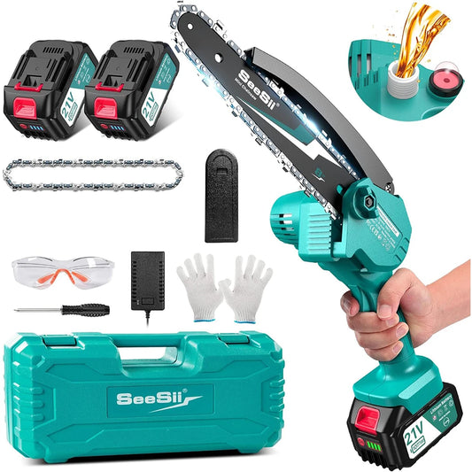 SEESII 8 Inch Electric Chainsaw Mini Cordless Chainsaw Wood Cutter Pruning Garden Power Tools For Makita 18V Battery pin