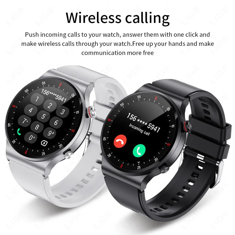 LIGE ECG+PPG Bluetooth Call Smart Watch 2025 Men AMOLED Full Touch Sports Watch Women Men Smartwatch Waterproof For Android Ios