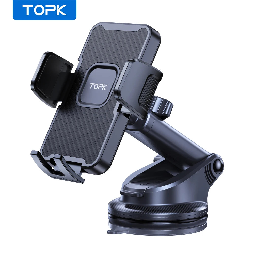 TOPK Car Phone Mount, Universal Dashboard & Windshield Holder, Compatible with iPhone 15 14 13 12 Pro Max, Samsung S24 Ultra
