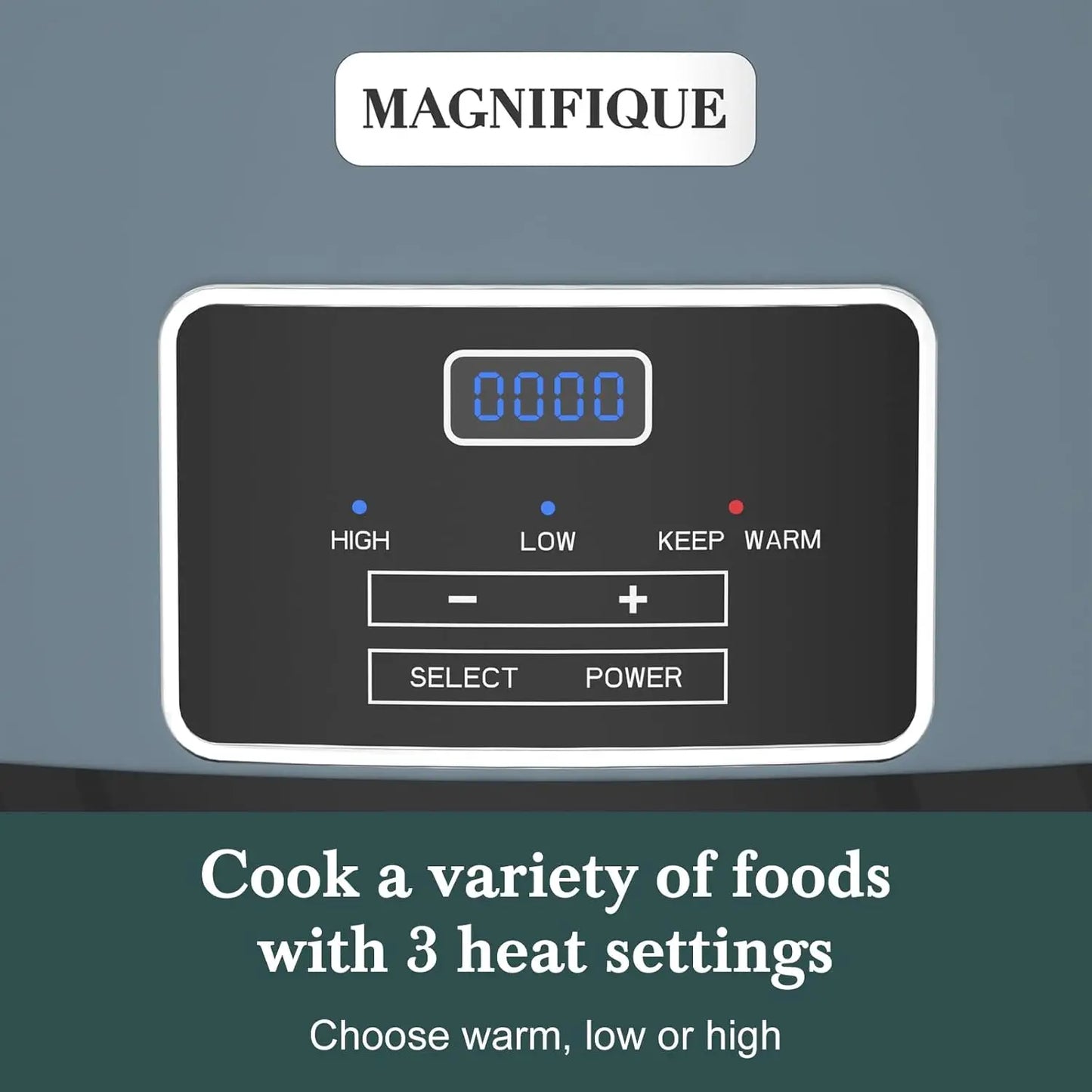 MAGNIFIQUE Programmable Slow Cooker 7 Quart Kitchen Appliance with Timer Keep Warm for Family Dinners Serves 6 plus People