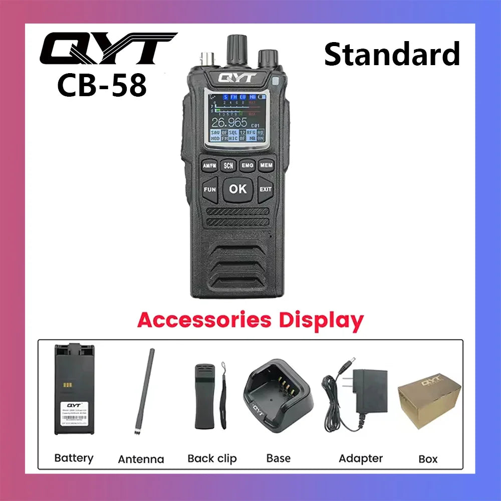 Original CB Radio QYT CB-58  26.965-27.405MHz FM AM Mode Citizen Band Radio 27MHz Handheld Walkie Talkie With 4100mAh CB Radio