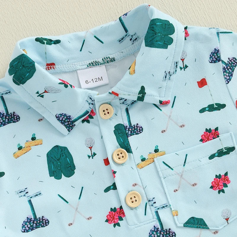 Boys Short Sleeve Dinosaur Print T-shirt and Elastic Waist Shorts Set for Summer Toddler Outfit with Fun Design