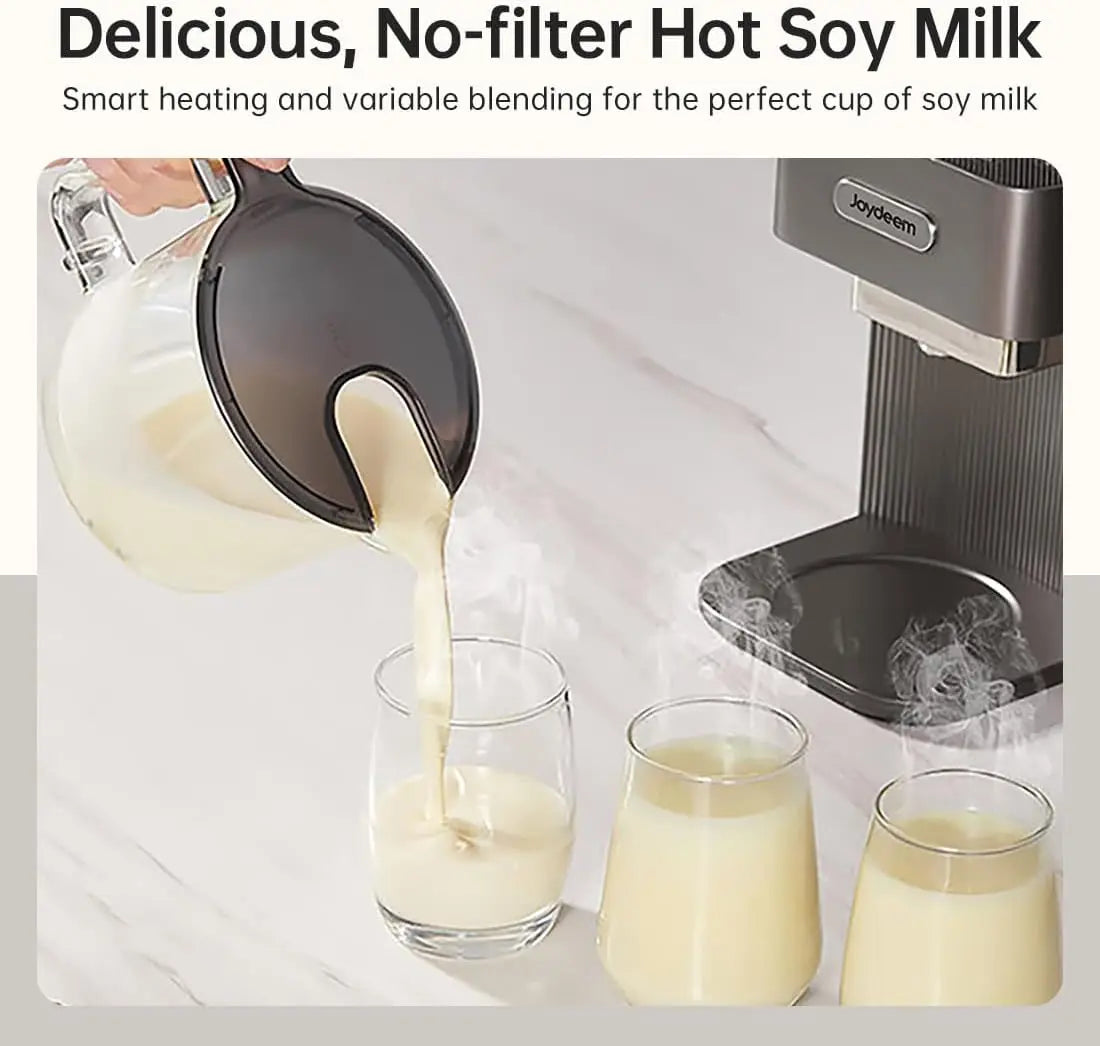 Joydeem Automatic Soymilk Maker Machine, Hot Cooking Blender for Soymilk, Nutmilk, Paste, Baby Food and Juice, 300-600ml Adjusta