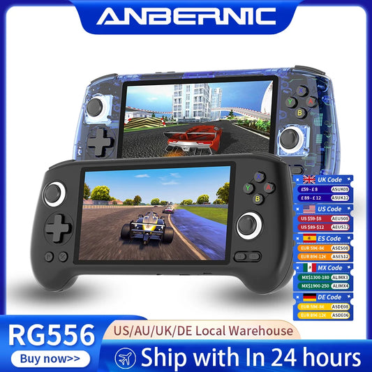 ANBERNIC RG556 Retro Handheld Game Console Android 13 System 5.48 inch AMOLED Screen T820 Video Player Built-in Hall Trigger Fan
