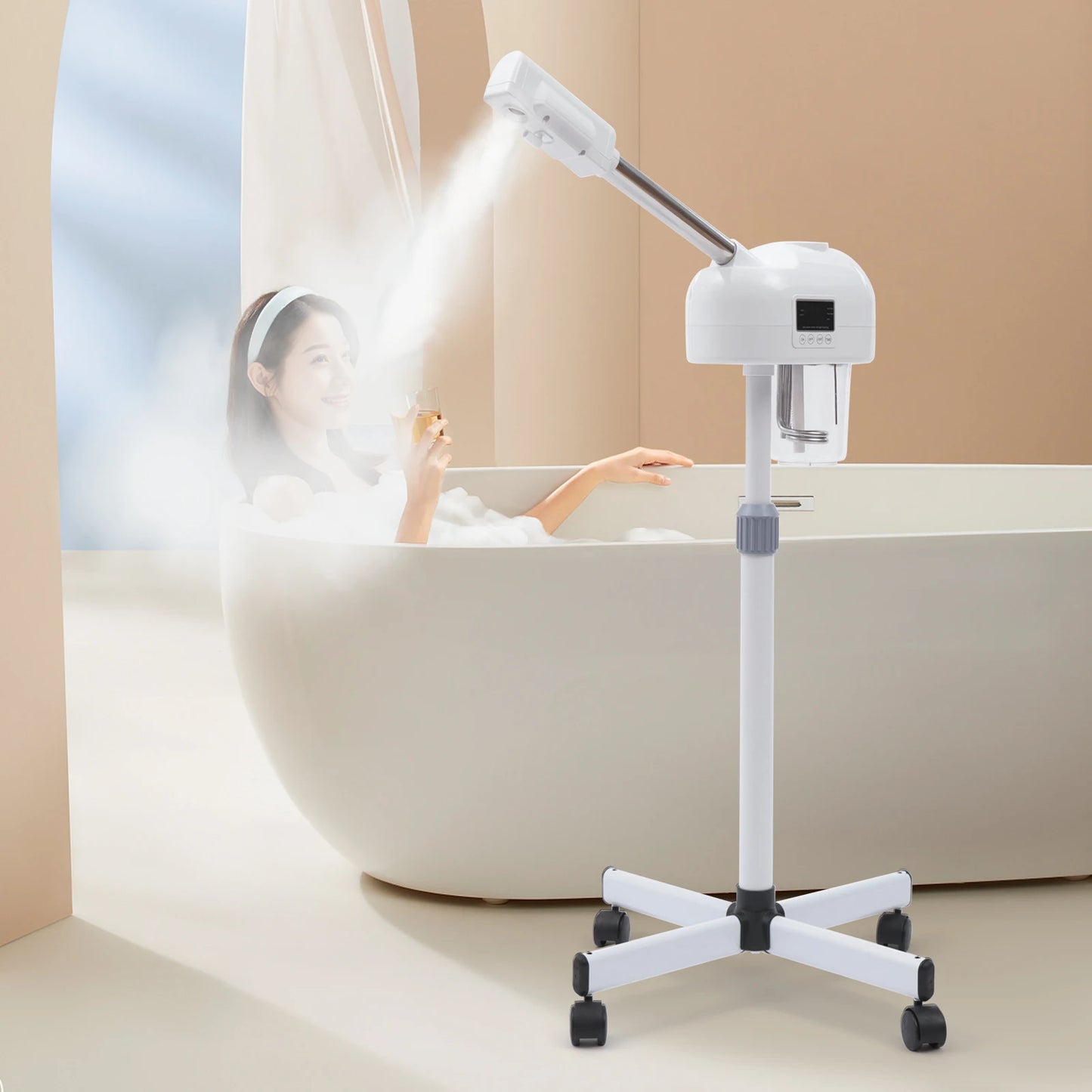 Professional Facial Steamer Machine on Wheels Standing Esthetician Steamer Facial Be Used for Skin Rejuvenation Steamer