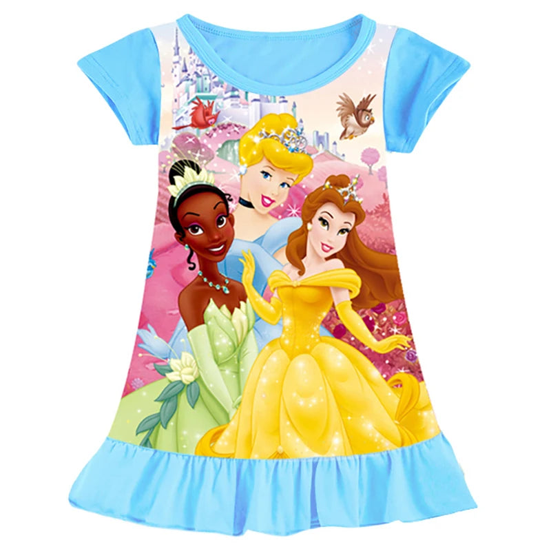 New kids Nightdress Elsa Cartoon Dress Minnie Printing Sleepwear Girls Nightgowns Children Party Dresses Pajamas Girls Dress