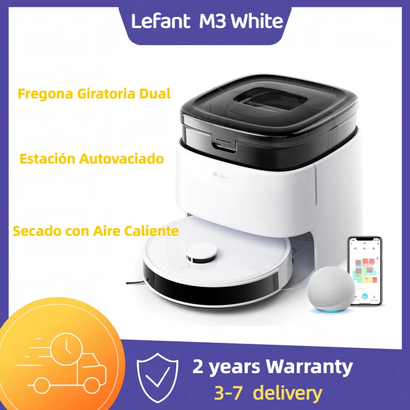 Lefant Robot Vacuum and Mop, Self Emptying, 12000Pa Suction, Auto Mop Washing and Drying for Hands-Free,