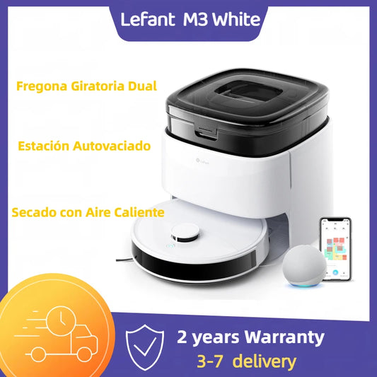 Lefant Robot Vacuum and Mop, Self Emptying, 12000Pa Suction, Auto Mop Washing and Drying for Hands-Free,
