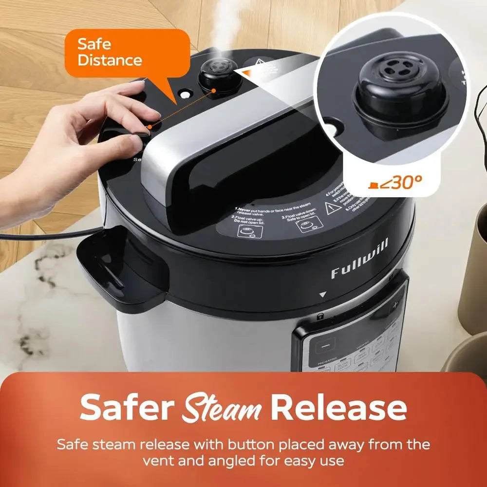 Multi-Functional Electric Pressure Cooker 9 Appliances in 1 Rice Cooker Slow Cooker Yogurt Maker Steamer Food Warmer 6QT