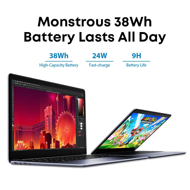 CHUWI HeroBook Pro 14.1'' Laptop 256GB SSD 8GB RAM Windows 11 Laptops 2TB SSD Expand Intel Celeron N4020 2K FHD IPS Display