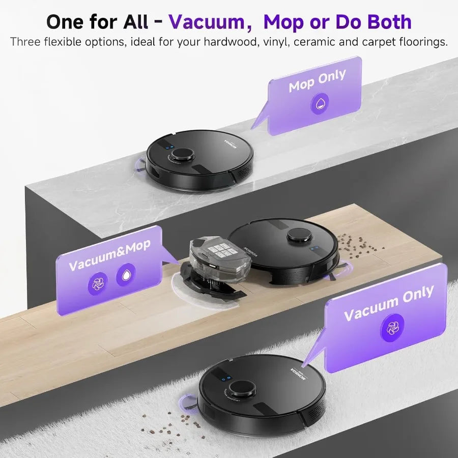 Robot Vacuum and Mop Combo 6000Pa Robotic Vacuum with 3.5L Self Emptying Station Lidar Navigation Robot Vacuum Cleaner 180mins