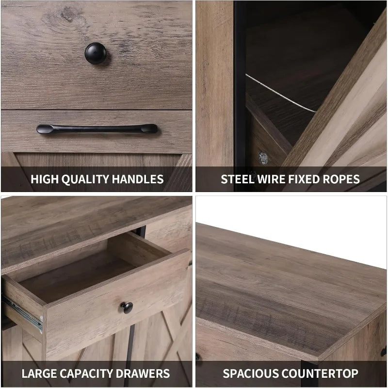 Double Tilt Out Trash Cabinet 10 Gallon*2,Kitchen Garbage Cabinet,Pet-Proof Standing Hidden Dual Laundry Sorter