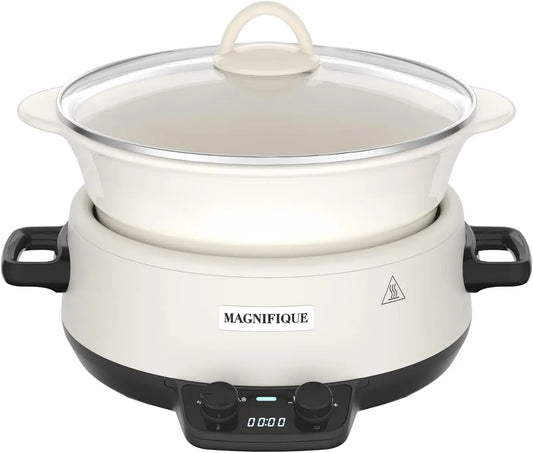 Hamilton Beach 5-Quart Programmable Slow Cooker with Glazed Ceramic Liner for Kitchen Cooking and Home Use