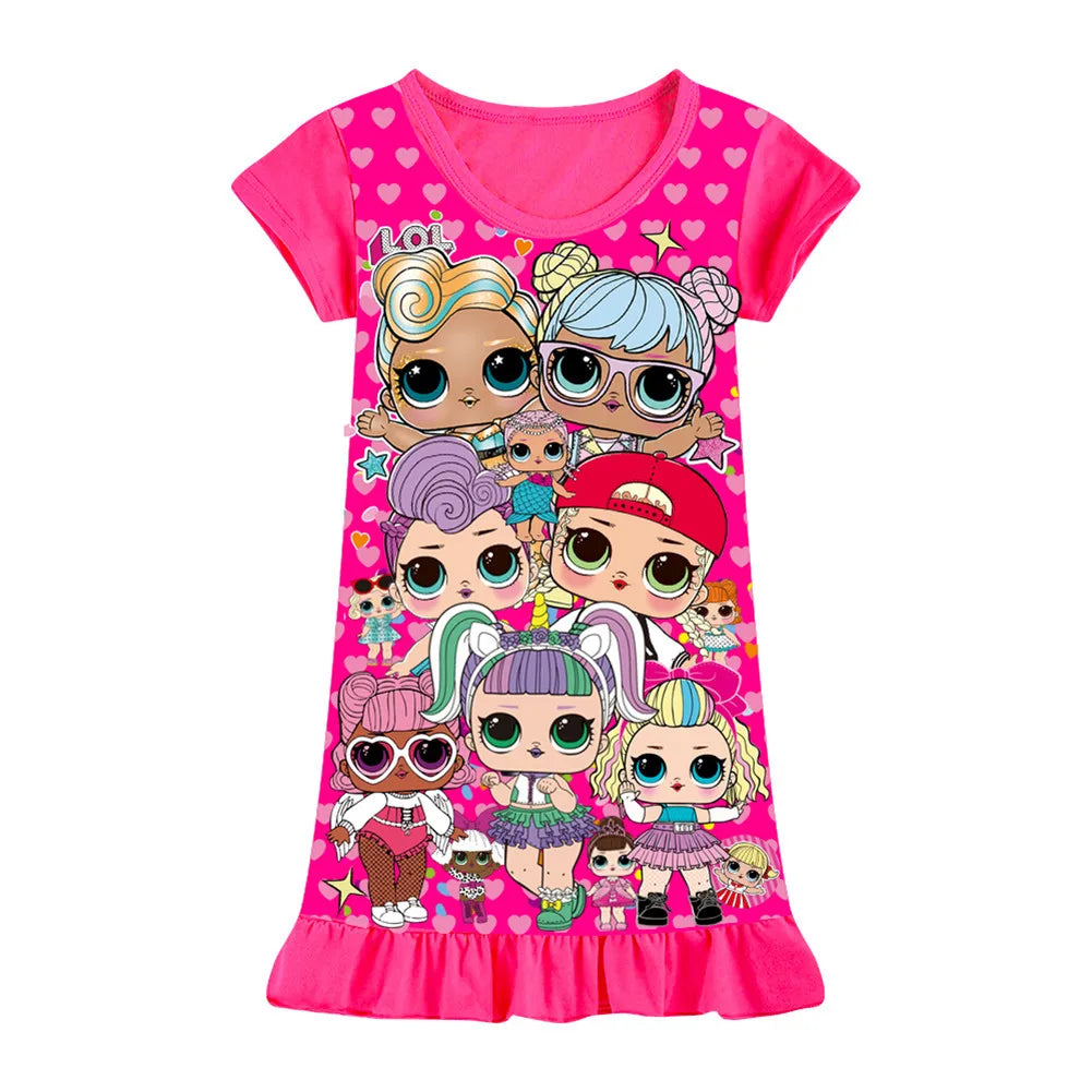 New kids Nightdress Elsa Cartoon Dress Minnie Printing Sleepwear Girls Nightgowns Children Party Dresses Pajamas Girls Dress