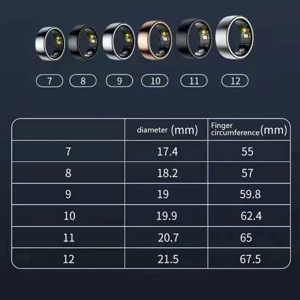 Smart Ring Health Tracker Multi-sport Modes Fitness Ring Up To 7-Day Battery Sleep Heart Rate Blood Oxygen Tracker for Women Men