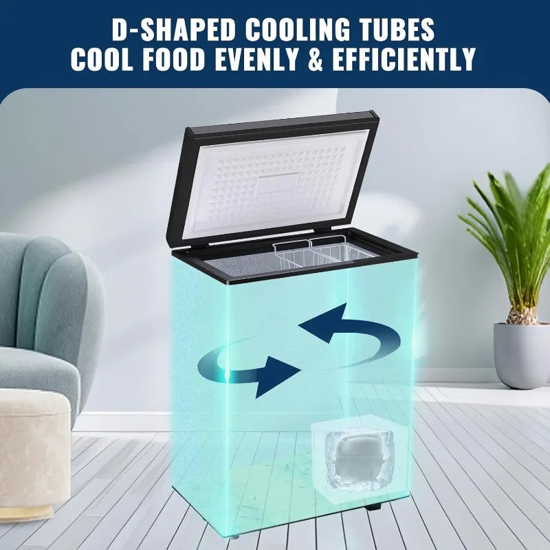 Chest Freezer with 2 Removable Baskets 3.5 Cu.ft Compact Freezers with Electronic Thermostat (50 ℉ to -12 ℉),Stay-Open Lid,Black