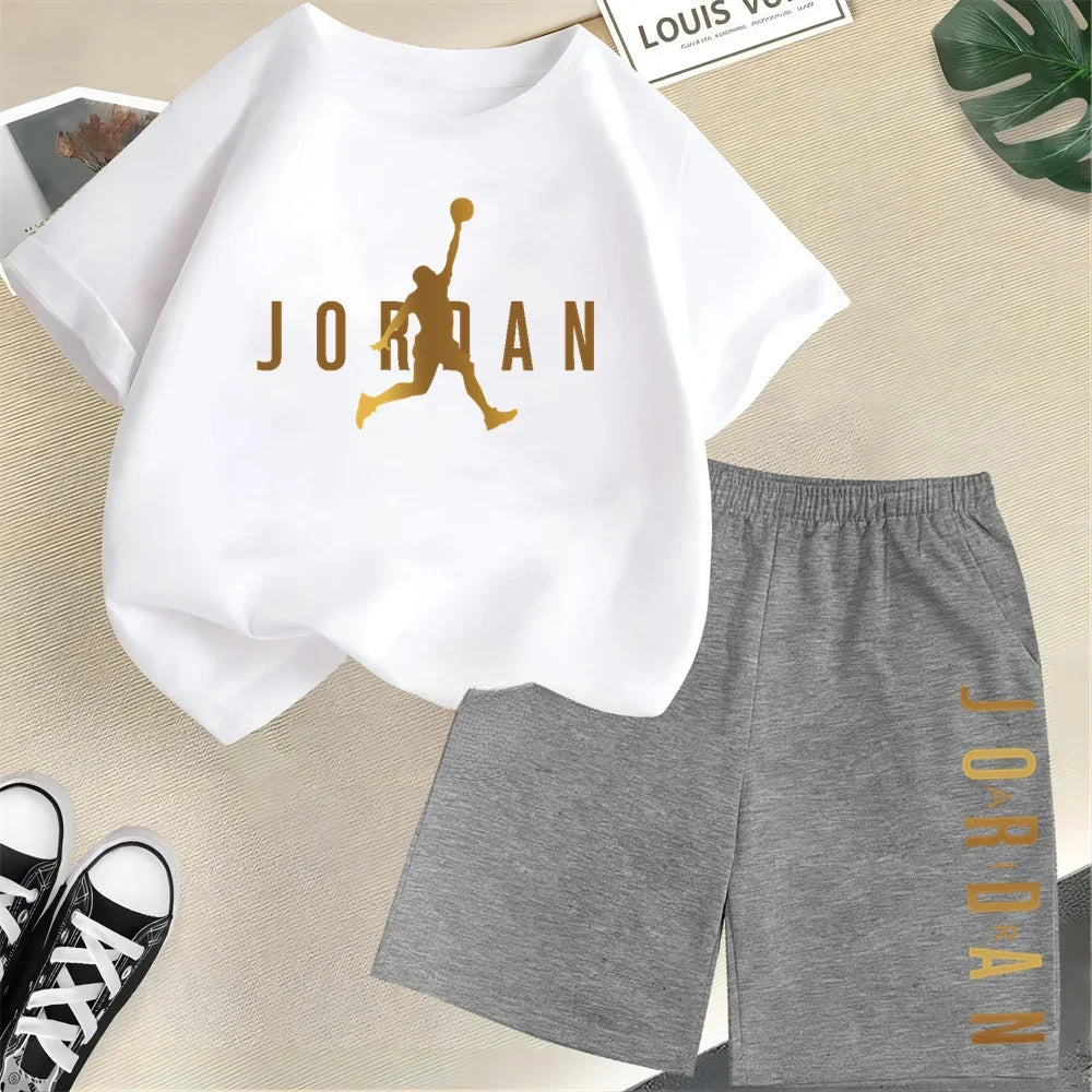 Summer Slam Dunk Master Pattern Printed Children Short Sleeve T-shirt + Shorts 2pcs Set Kids Boy Girl Fashion Clothing Sportsuit