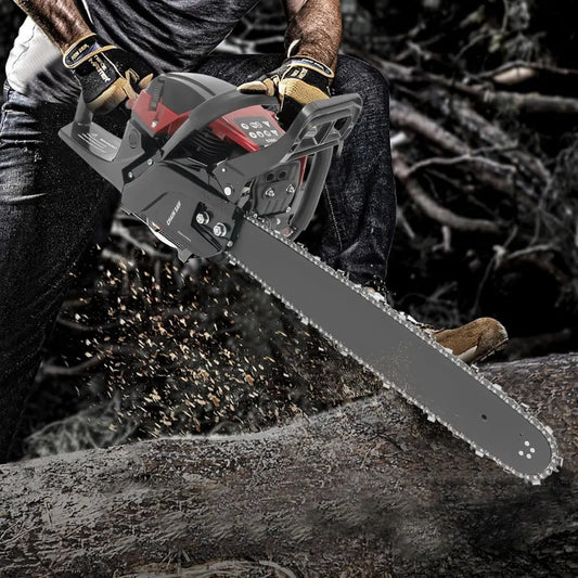 Gas Powered Chainsaw 2 Stroke 58CC 2400W 20Inch Handheld Cordless Petrol Chain Saw Power Head Portable Gasoline Chain Saw