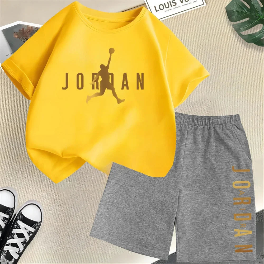 Summer Slam Dunk Master Pattern Printed Children Short Sleeve T-shirt + Shorts 2pcs Set Kids Boy Girl Fashion Clothing Sportsuit