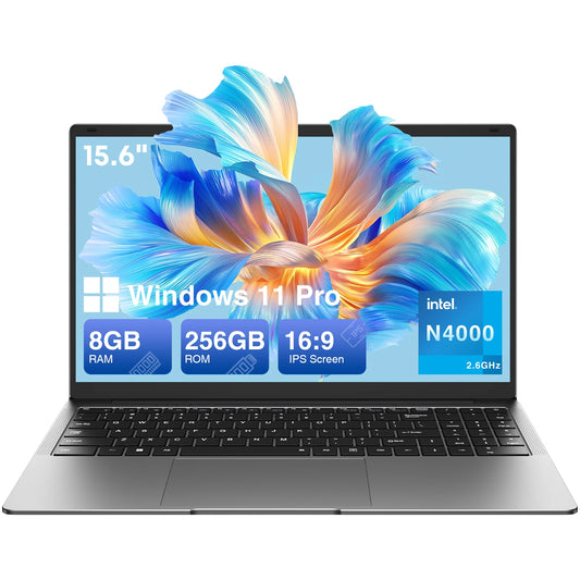 15.6 "Thin & Portable Laptop Computer Intel Celeron N4000 8GB RAM 256GB SSD FHD 1920x1080 16:9 Display For Work And Study