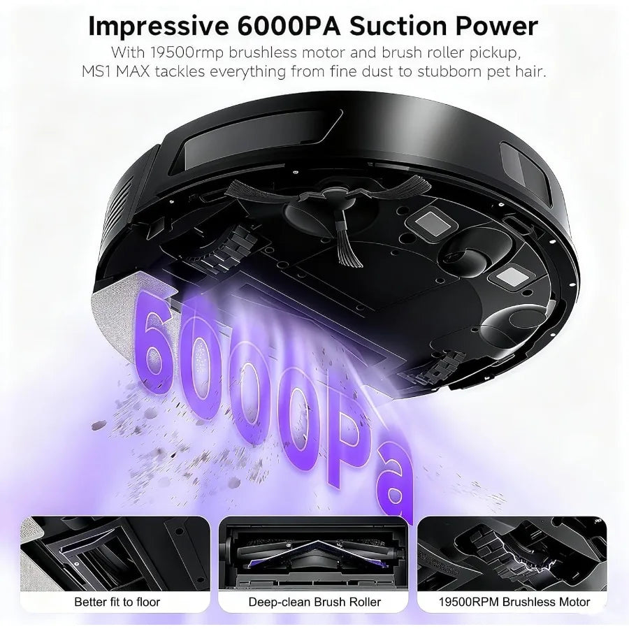 Robot Vacuum and Mop Combo 6000Pa Robotic Vacuum with 3.5L Self Emptying Station Lidar Navigation Robot Vacuum Cleaner 180mins