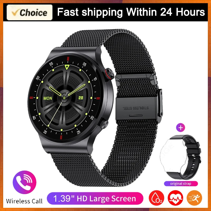 LIGE ECG+PPG Bluetooth Call Smart Watch 2025 Men AMOLED Full Touch Sports Watch Women Men Smartwatch Waterproof For Android Ios