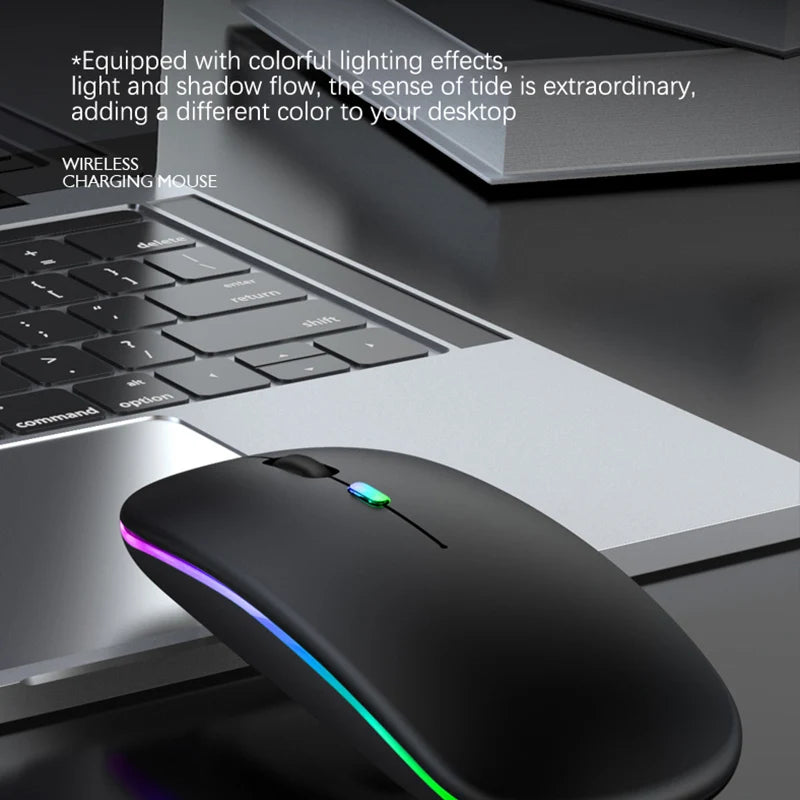 Bluetooth Rechargeable Wireless Mouse USB 2.4GHz RGB Single-mode Mouse Suitable for Laptops Tablets Macbooks Gaming Mice