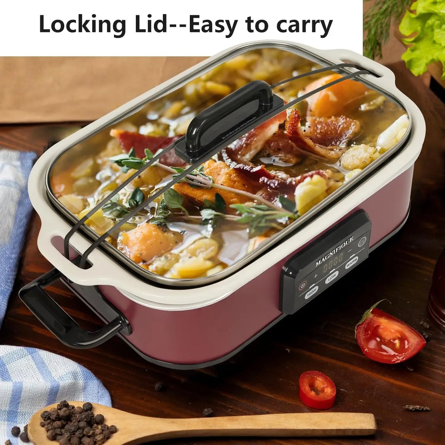 Hamilton Beach Programmable Slow Cooker 4-Quart Energy-Efficient Ceramic Pot for Compact Kitchens